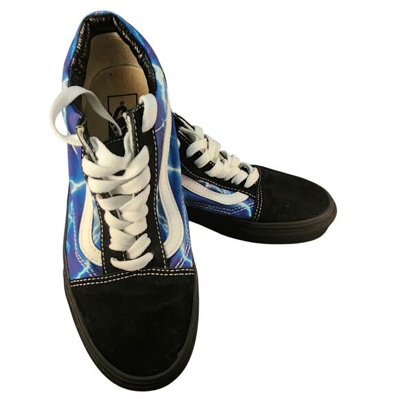 Vans Old Skool Black Blue Lightning Low Top Sneakers Men's 7 / Women's 8.5 - Picture 5 of 13